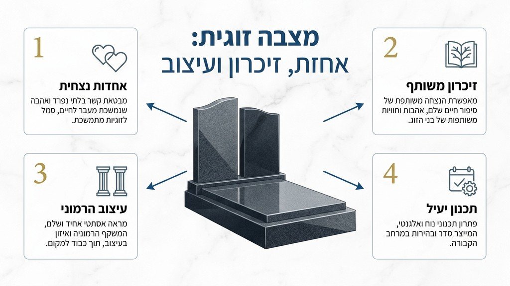 מצבות זוגית מעוצבת מגרניט יוקרתי