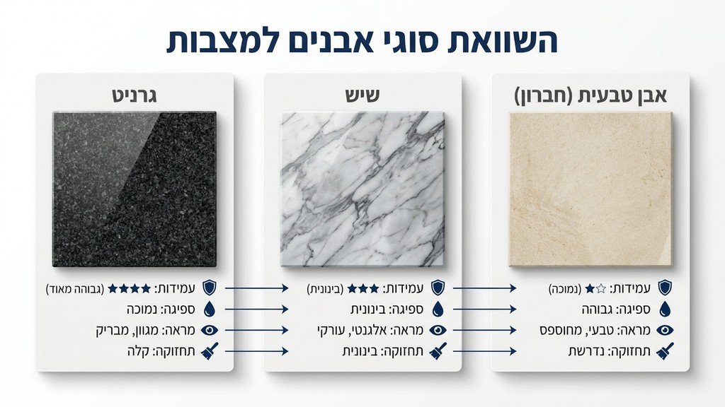 דוגמאות לסוגי אבנים שונים עבור מצבות סנהדרין