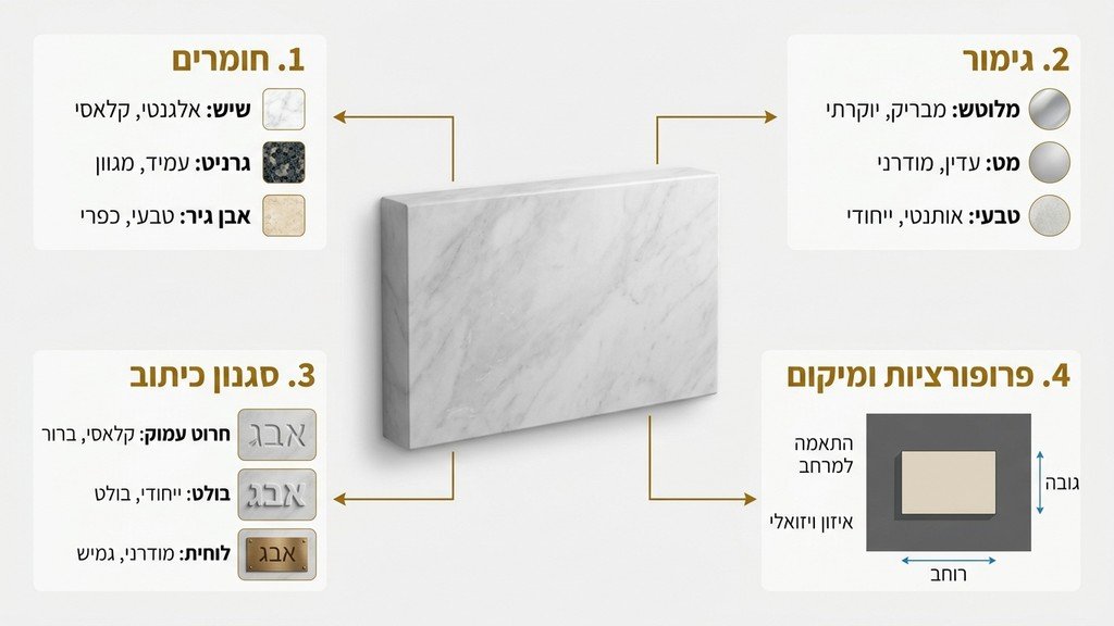 נוצר על ידי מודל בינה מלאכותית Gemini Pro מצבת קיר סנהדרין מעוצבת ונקייה מבית שלהבת מצבות