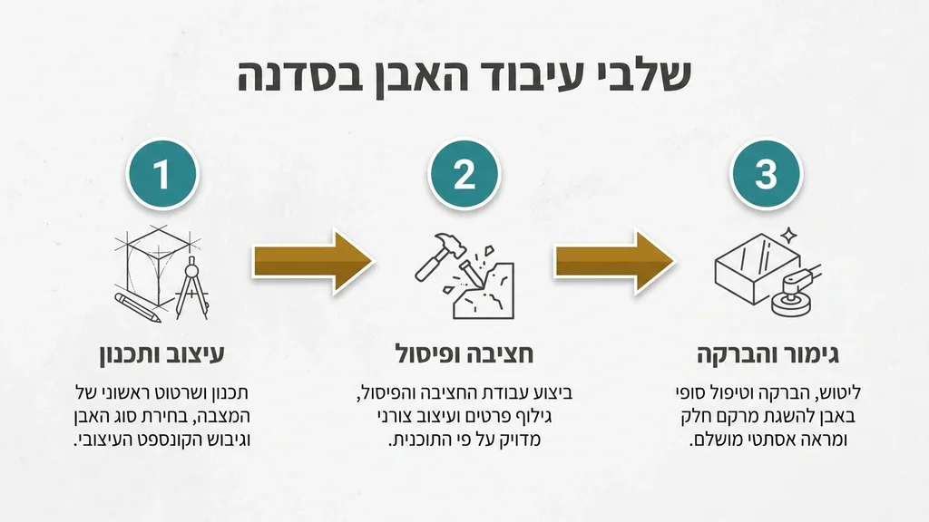 תהליך סיתות ועיבוד של אבן חברון בסדנת העבודה