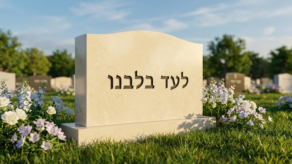 מצבת אבן חברון מעוצבת ונקייה בסביבה טבעית ופסטורלית
