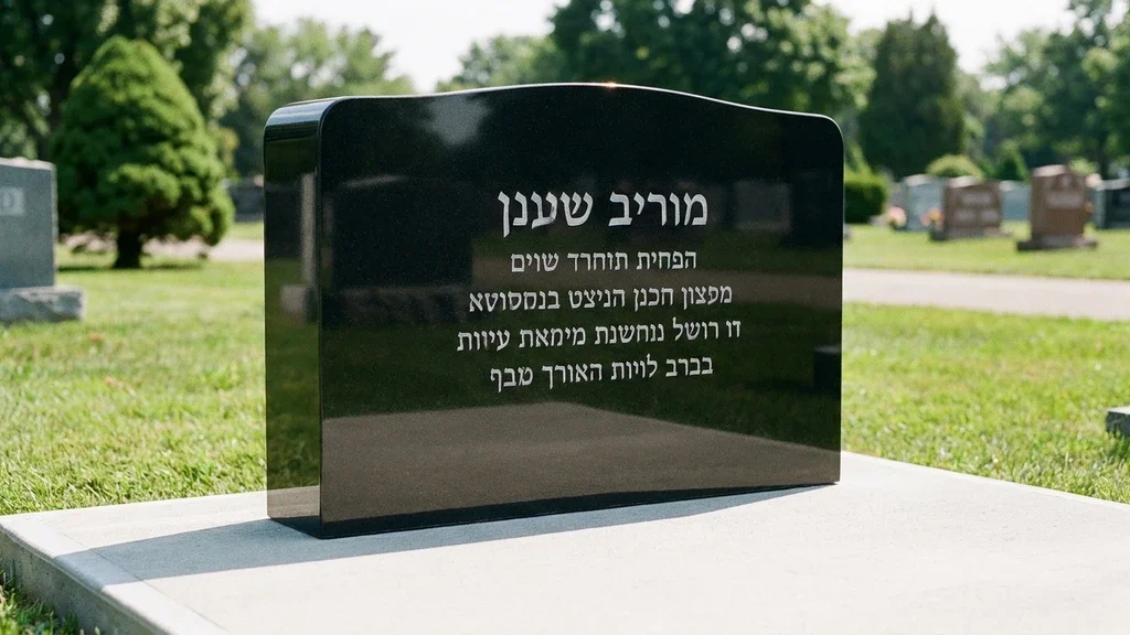 נוצר על ידי מודל בינה מלאכותית Gemini Pro תהליך התקנה מקצועי של מצבת גרניט על ידי צוות שלהבת מצבות