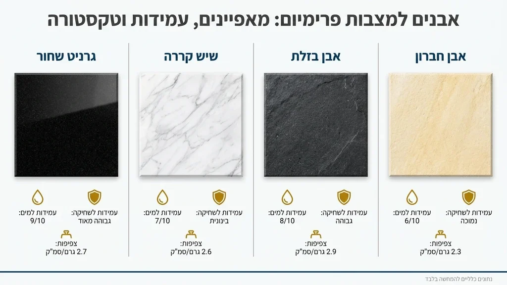 תקריב של אבן גרניט איכותית המשמשת לבניית מצבות