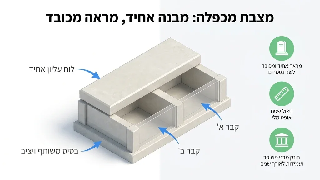 מצבת מכפלה קלאסית מאבן חברון בעיצוב נקי