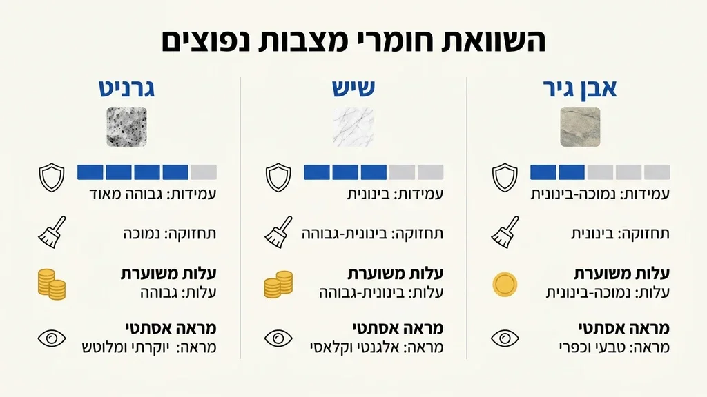 נוצר על ידי מודל בינה מלאכותית Gemini Pro השוואת מצבות גרניט אדום לחומרים אחרים בבית העלמין