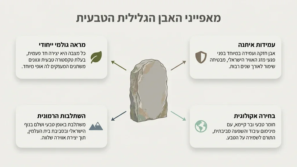 אבן גלילית מצבה במראה טבעי וגולמי
