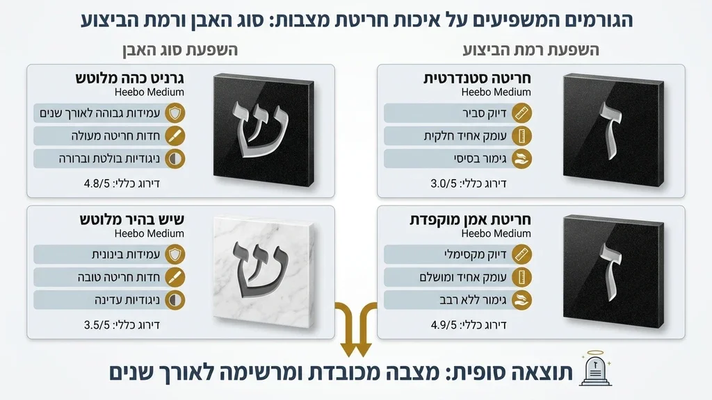 חריטת אותיות על מצבה מגרניט