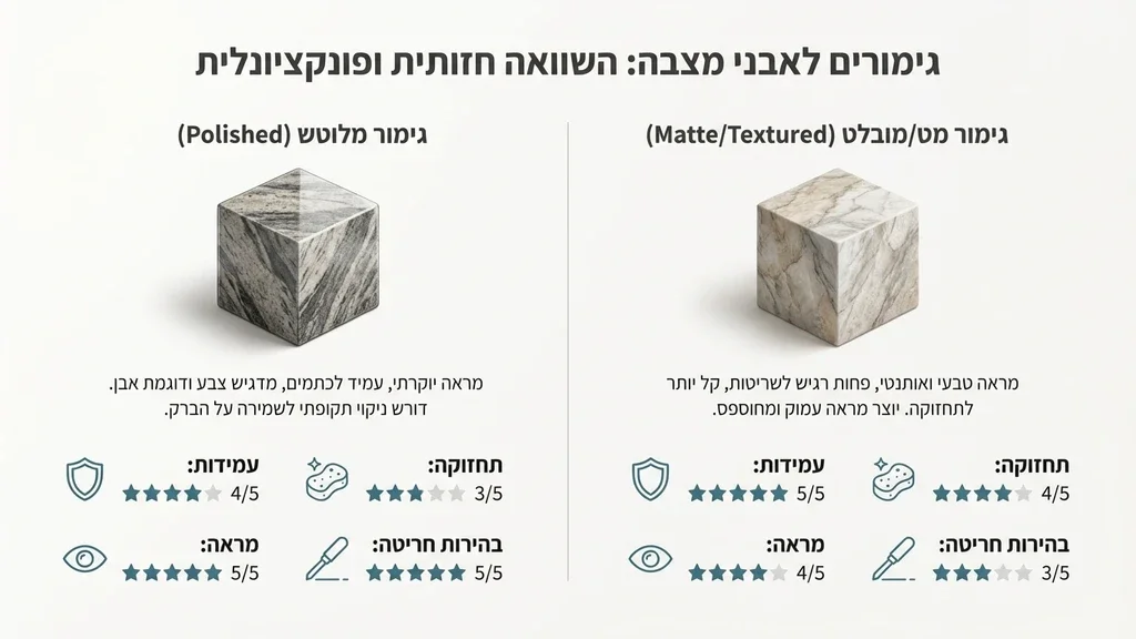 נוצר על ידי מודל בינה מלאכותית Gemini Pro השוואת סוגי אבנים ושיטות חריטה למצבות