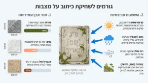 תקריב של אותיות מצבה שחוקות הדורשות תיקון וחידוש