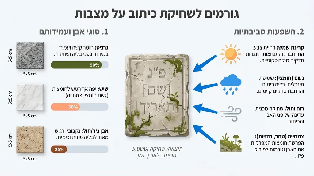 תקריב של אותיות מצבה שחוקות הדורשות תיקון וחידוש