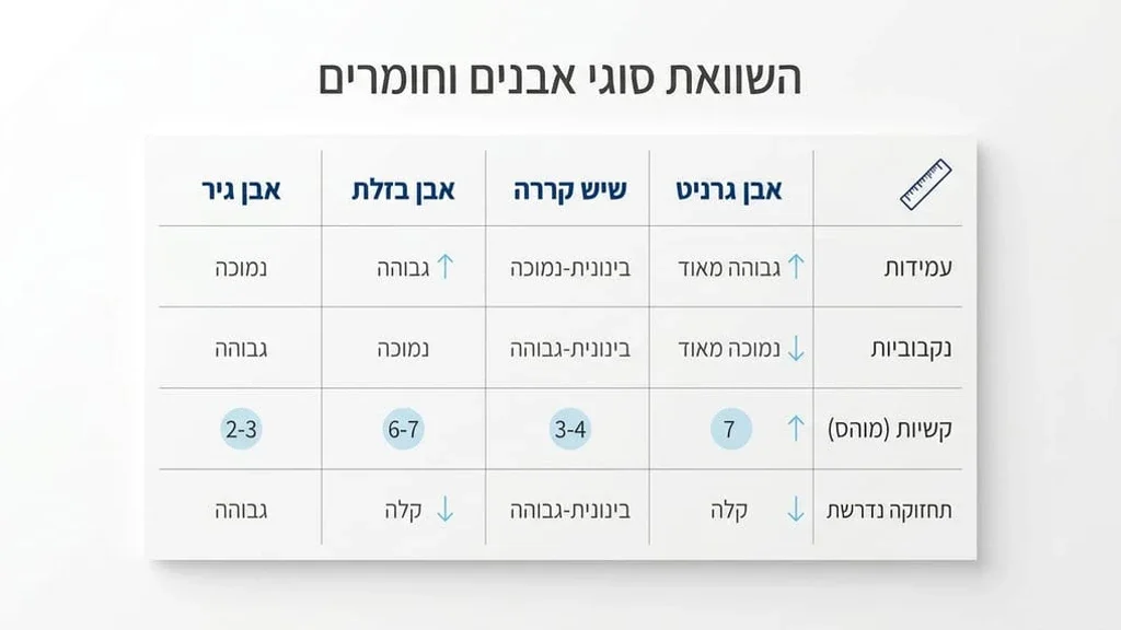 דוגמאות של סוגי אבנים שונים